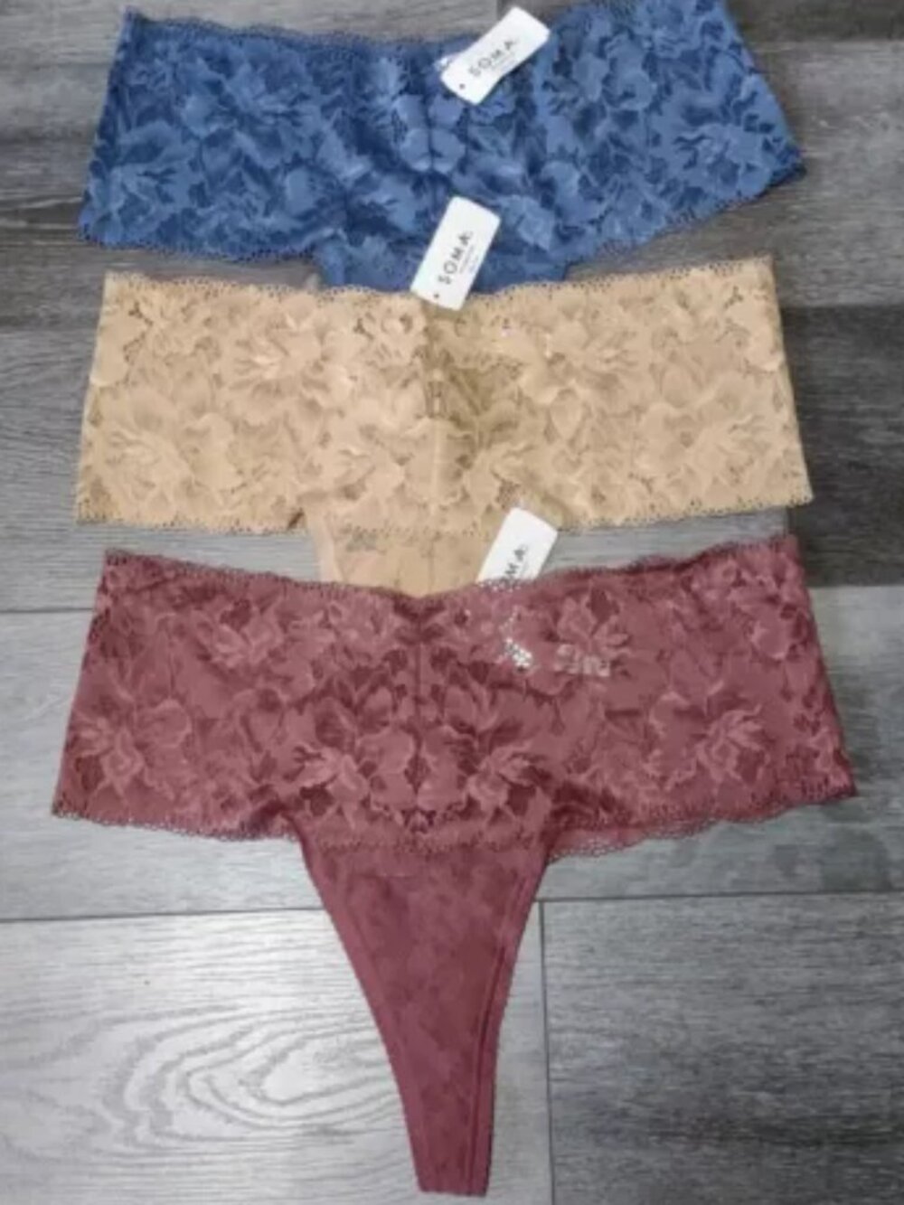 SOMA Embraceable Allover High Waist Lace Retro Thong XXL-LOT of 3 NWT(can split)